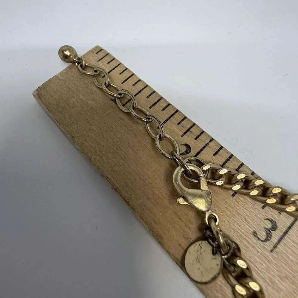 Talbots Blue And Black Rhinestone Gold Tone Chain Link Statement Necklace